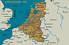 بلاد شمال غرب أوروبا 1933، مع توضيح مكان بروكسل