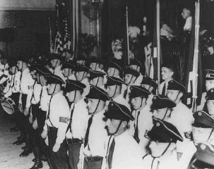 A ceremony of the pro-Nazi German American Bund.