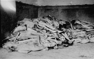 The bodies of former prisoners are piled in the crematorium...