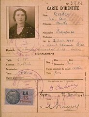 Identification card of Berthe Levy Cahen, issued by...