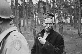 A survivor in Wöbbelin. The soldier in the foreground...