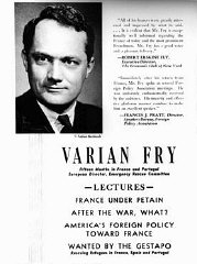 Publicité pour une série de conférences de Varian Fry...