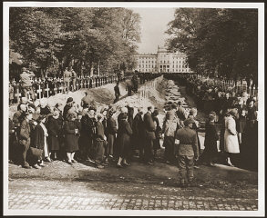 German civilians from Ludwigslust file past the corpses...