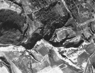 An aerial photograph of Babi Yar taken by the German...