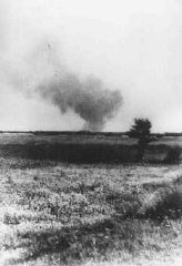 Distant view of smoke from the Treblinka killing center...