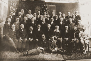 Group portrait of members of the Freemasons Lodge of...