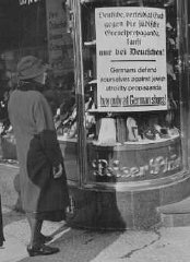 Sign on a Jewish-owned store during the boycott.