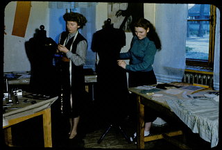 Jewish displaced persons learn dressmaking in the Foehrenwald...