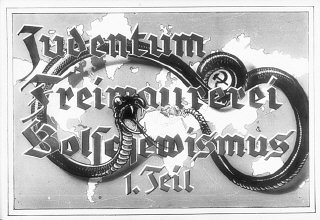 Propaganda slide entitled "Jewry, Freemasonry...