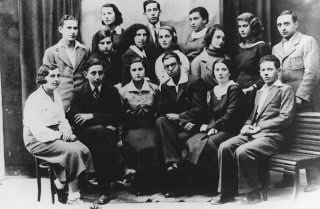 Group portrait of members of the Hashomer Hatzair Zionist...
