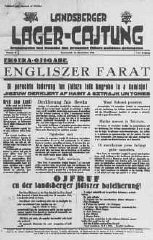 Front page of a newspaper from Landsberg displaced...