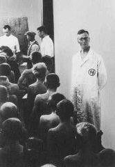 Doctores de las SS examinan niños polacos juzgados...