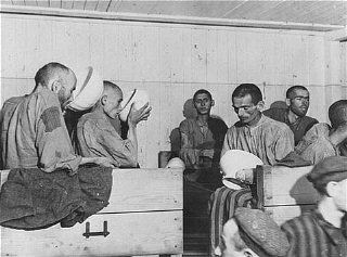 Liberated prisoners at the Ebensee camp.