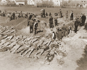 German civilians from Schwarzenfeld dig graves for...