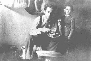 Mr. Mandil and his son Gavra, Yugoslav Jews, while...