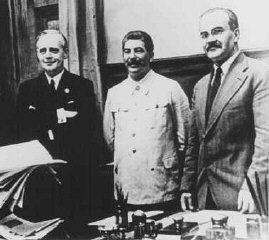 Josef Stalin at signing of nonaggression pact, August...