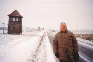 Thomas at Auschwitz in 1995, fifty years to the day...