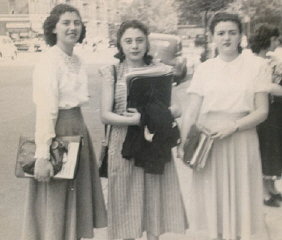 Regina (left) with two friends at Thomas Jefferson...