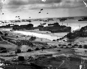 The Normandy beach as it appeared after D-Day.