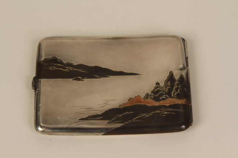 Vintage Cigarette Case 950 Sterling Silver Etched