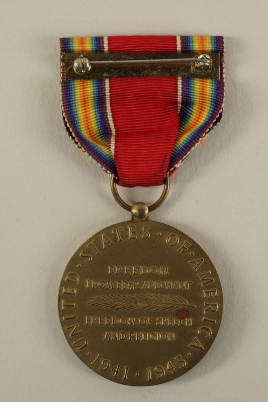World War II Victory Medal, ribbon and presentation box owned by a