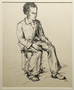 Portrait of a young adult male seated on a stool, drawn by a German Jewish internee