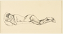 Drawing of a sleeping seminude woman sleeping on her side by a German Jewish internee