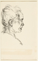 Two-sided drawing of a portrait of a woman and several abstract portraits by a German Jewish internee