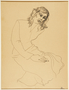 Drawing of a seated woman by a German Jewish internee