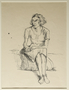 Portrait of a seated woman drawn by a German Jewish internee