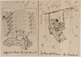 Paper sheet with two drawings of a couple being separated and then reconciling