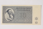 Theresienstadt ghetto-labor camp scrip, 10 kronen note