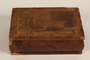 Wooden box with a decorative inlay of a figure