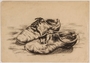 Drawing of her mother's shoes by a Jewish teenager in hiding