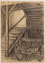 Drawing of the stairway near her hiding place by Jewish teenager