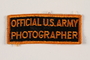 Official US Army photographer rectangular arm patch