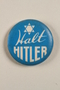 Halt Hitler blue and white anti-Nazi propaganda pin with a Star of David