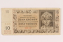 German occupation currency note, 10 kronen, issued in the Protectorate of Bohemia and Moravia