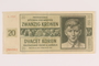 German occupation currency note, 20 kronen, issued in the Protectorate of Bohemia and Moravia