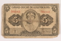 Luxembourg currency note, 5 francs, issued during the war