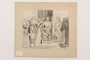 Pencil drawing of men, women, and children being led by German soldiers by Jacob J. Barosin