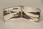 Sterling silver cigarette case with an etched Japanese landscape