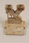 Tsiyon [Zion] shaped stone Shabbat candleholder and base carved in a Cyprus detention camp