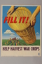 War Food poster with a basket over a field being harvested