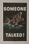 US careless talk poster depicting a drowning sailor pointing at the viewer