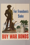 Buy War Bonds poster with an image of the Concord militiaman statue