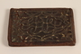 Brown leather wallet with inlaid floral decorations handcrafted and used in the Łódź Ghetto