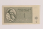 Theresienstadt ghetto-labor camp scrip, 1 krone note issued to a German Jewish inmate
