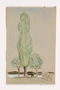 Child's drawing of trees along the lake done by a German Jewish refugee