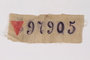White prison patch with a red triangle and number 97905 owned by a Lithuanian Jewish man